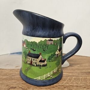 Vintage Hallmark Valerie Pillow Handpainted American Rural Scene Pitcher